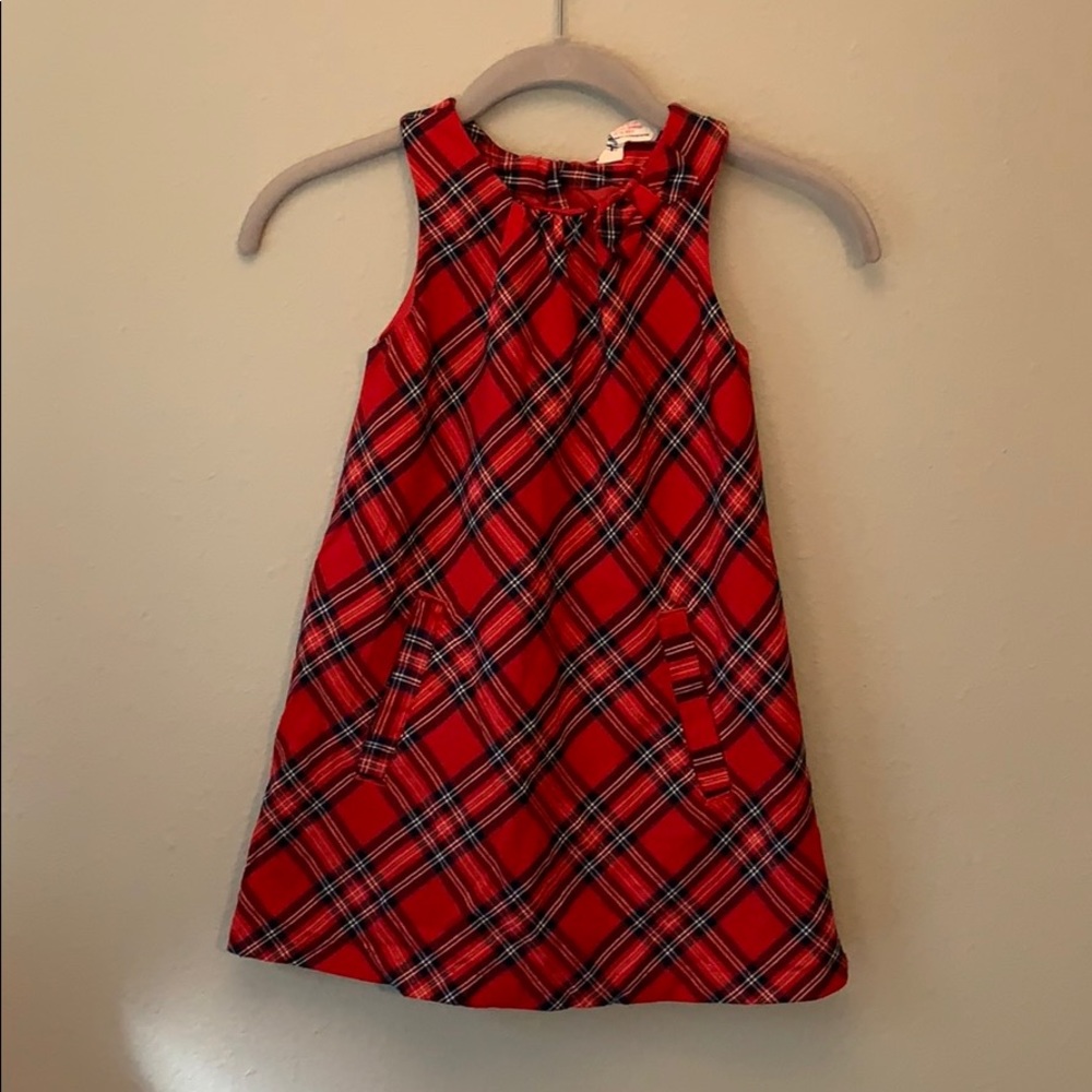 H&M girls red plaid Christmas dress lined sz 5-6